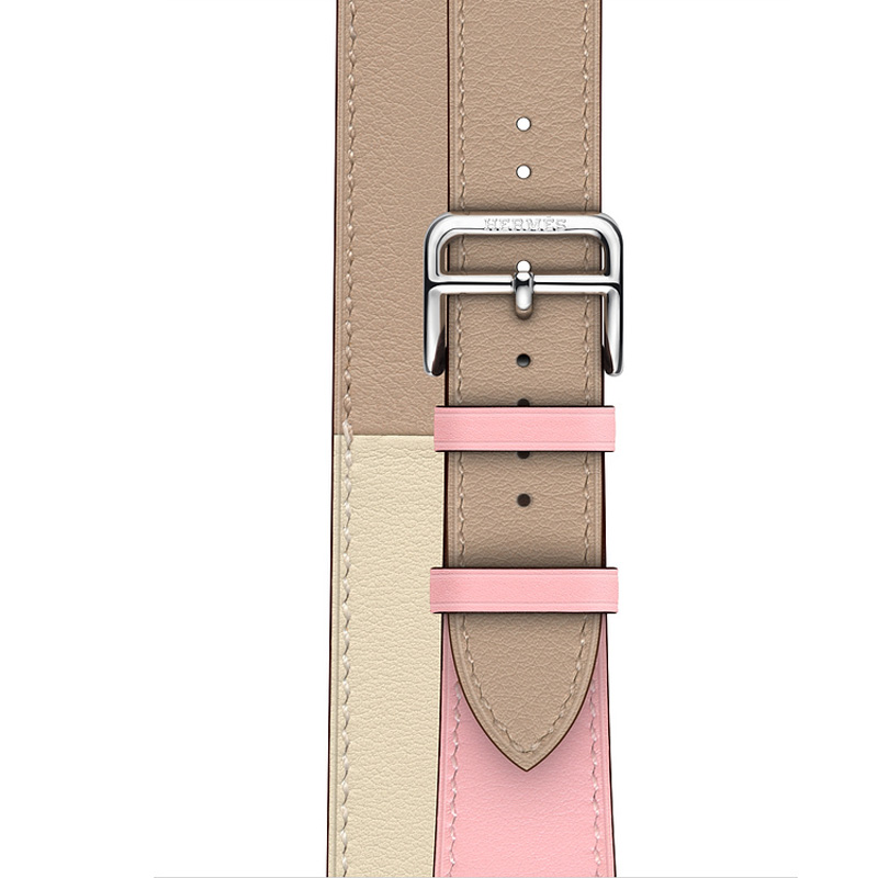 Apple Watch Hermès - สายหนัง Swift แบบ Double Tour สี Rose Sakura/Craie/Argile 40 มม.